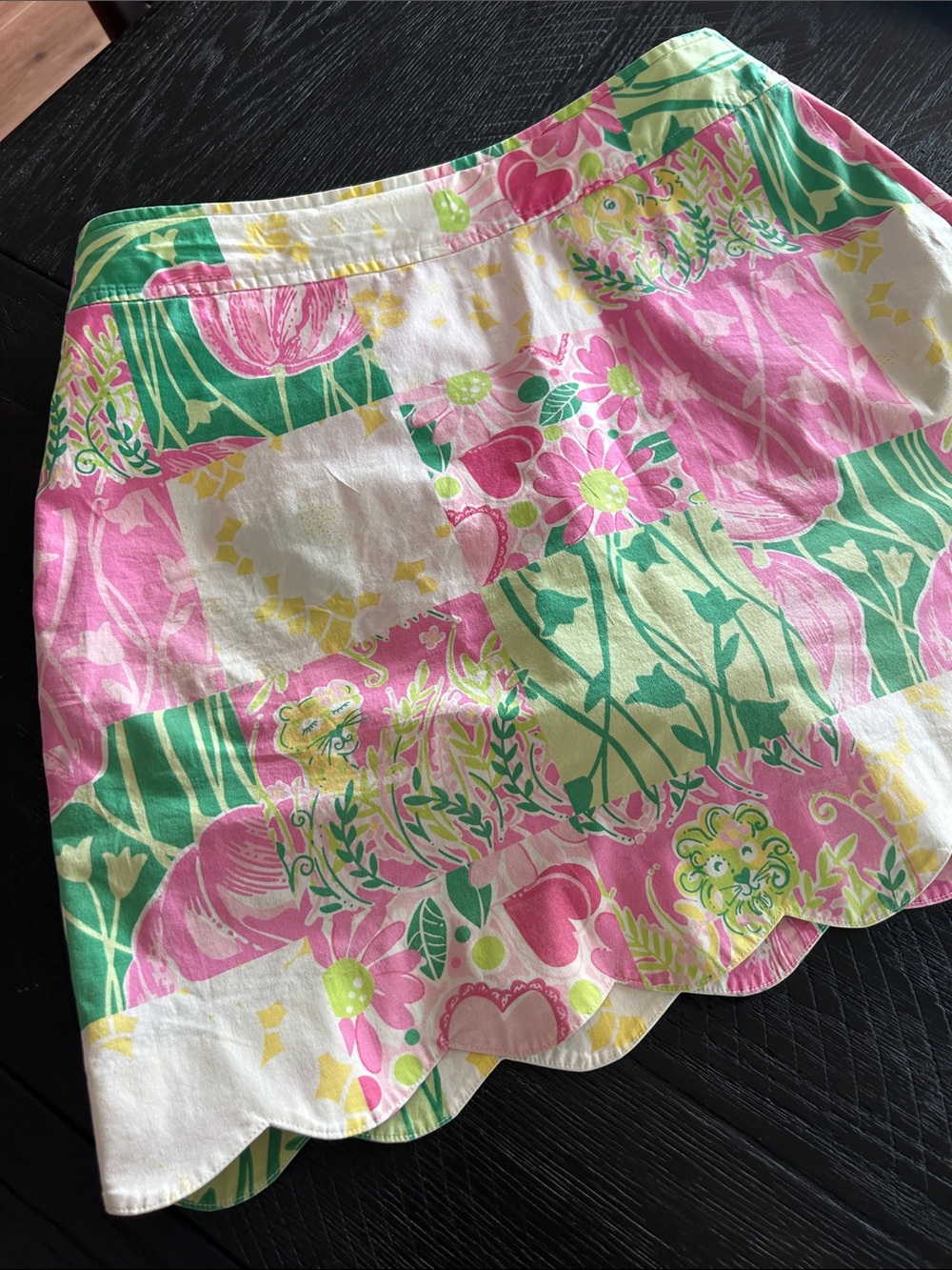Vintage Lilly Pulitzer Patchwork Scalloped Mini Skirt Size 8
